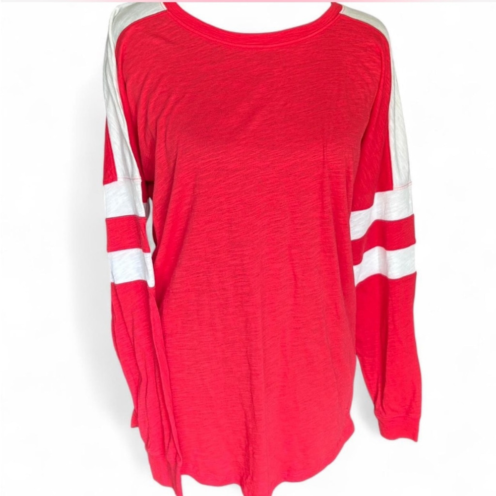 VS PINK-Thin Long Sleeve-Red&White-Size Small